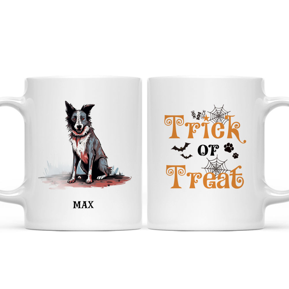 Fictional Zombie Border Collie Dog Walking Dead Halloween Mug