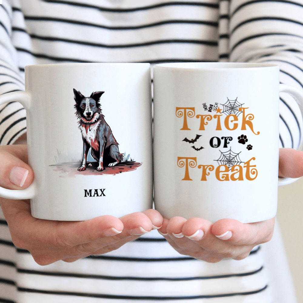 Halloween Dog Mug - Fictional Zombie Border Collie Dog Walking Dead Halloween Mug - Mug