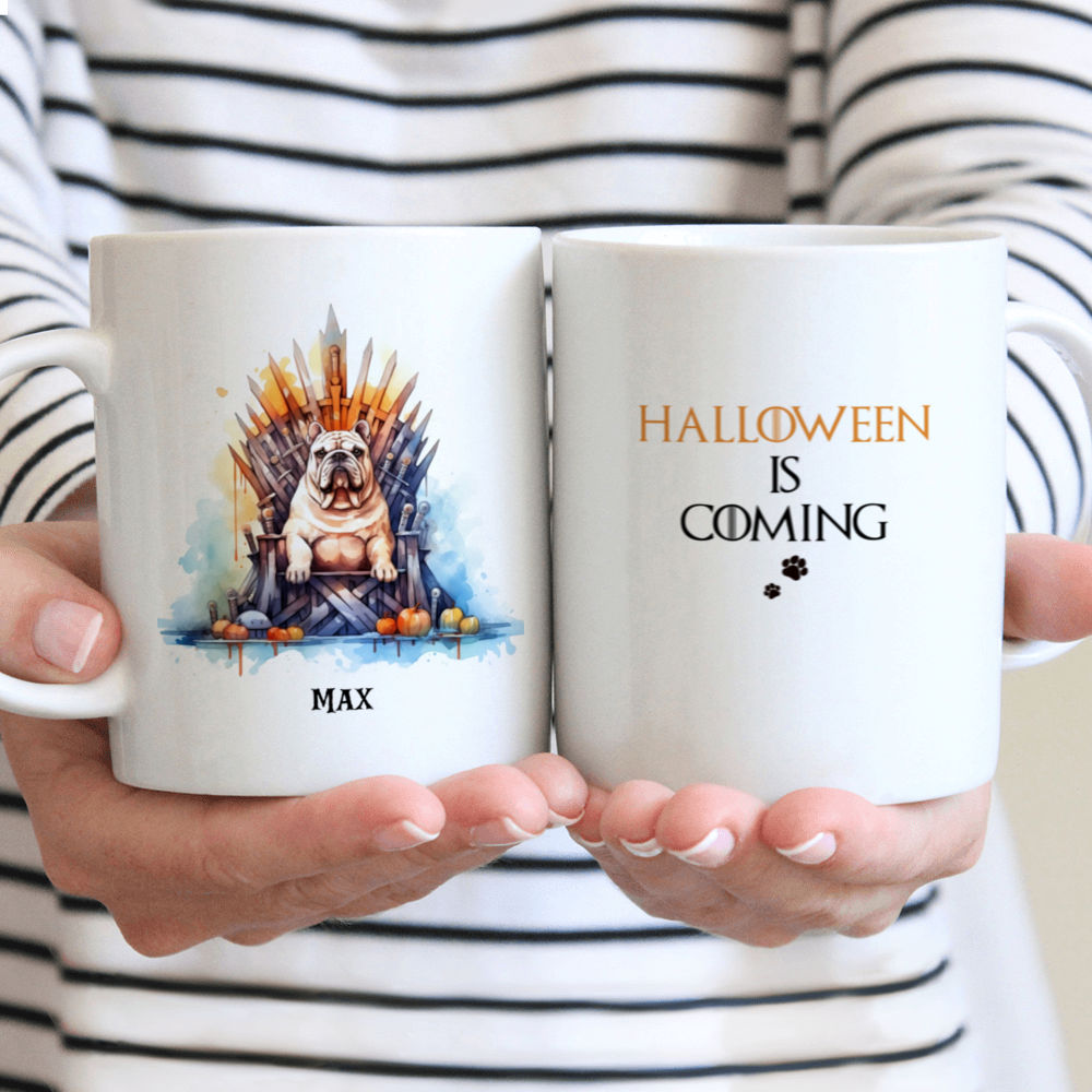 Halloween Dog Mug - Whimsical Watercolor Halloween Bulldog Dog Halloween is coming - Mug