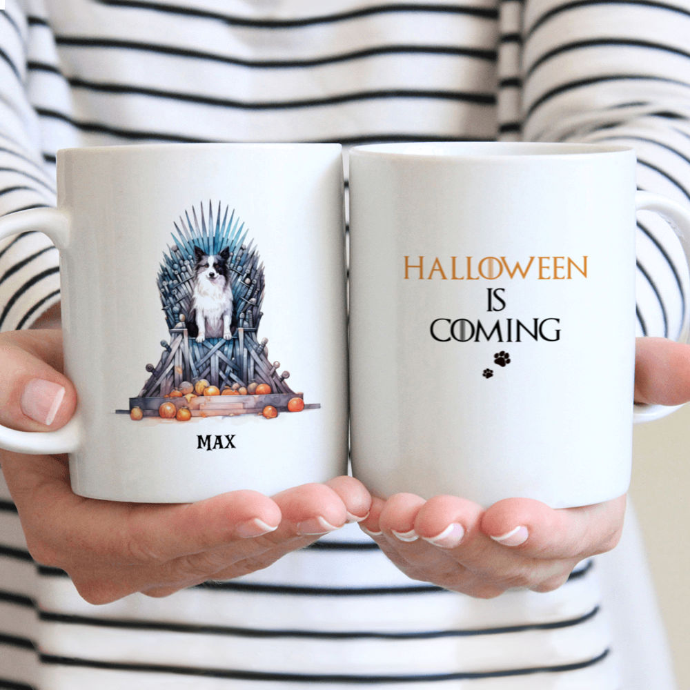 Halloween Dog Mug - Whimsical Watercolor Halloween Border Collie Dog Halloween is coming - Mug