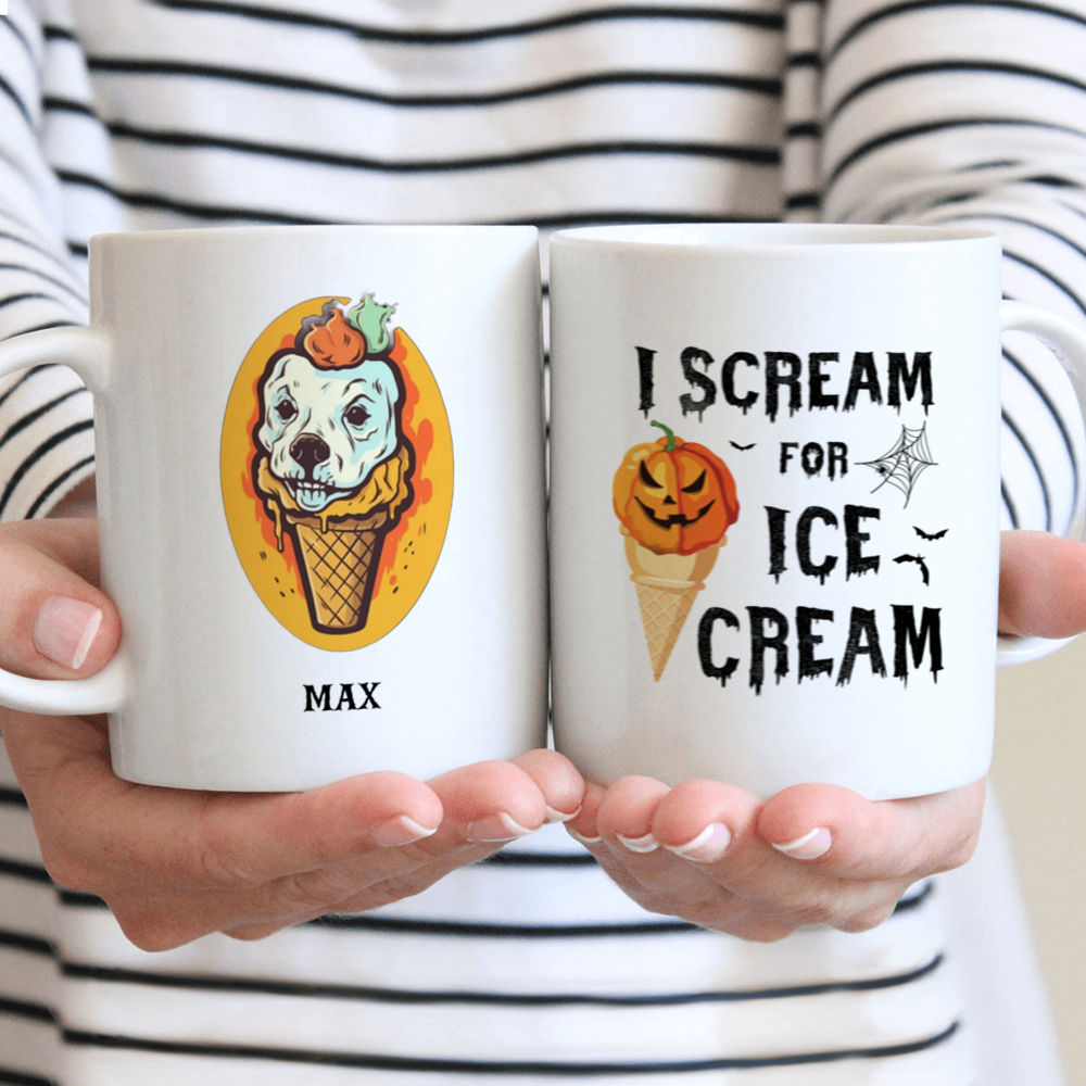 Halloween Dog Mug - Cute Pitbull Dog Halloween Ice Cream Cone - Mug