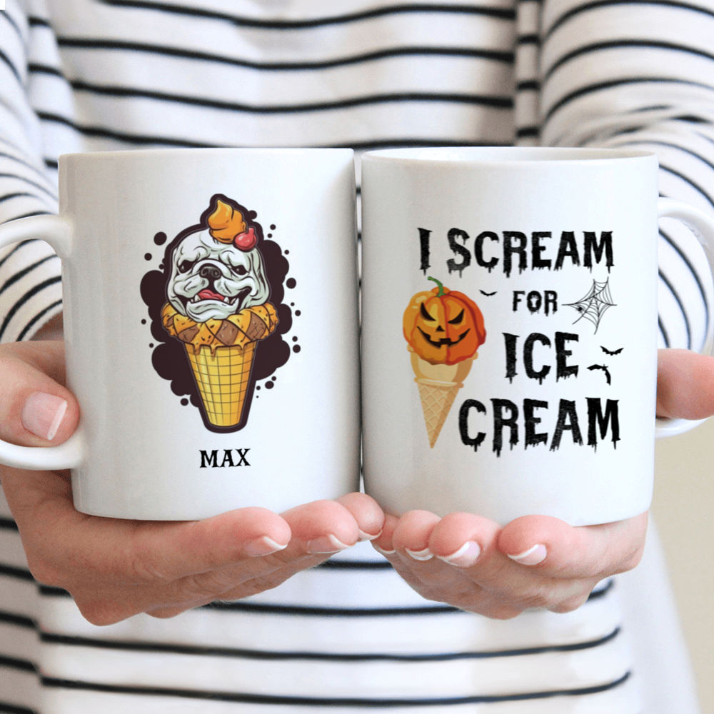 Halloween Dog Mug - Cute Bulldog Halloween Pumpkin Smile Mug - Mug