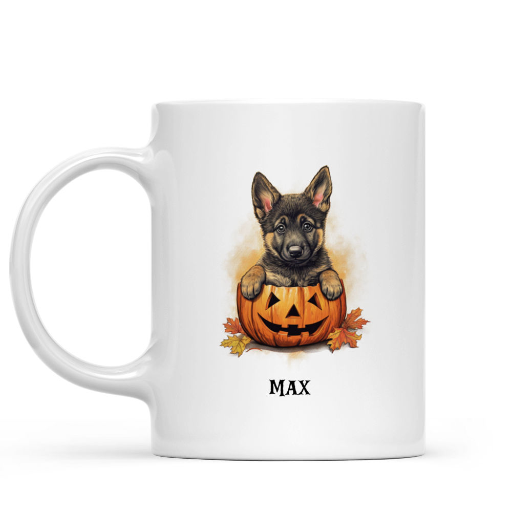 Halloween Dog Mug - Cute Funny German Shepherd Puppy in Jack-o-lantern Halloween - Mug_1