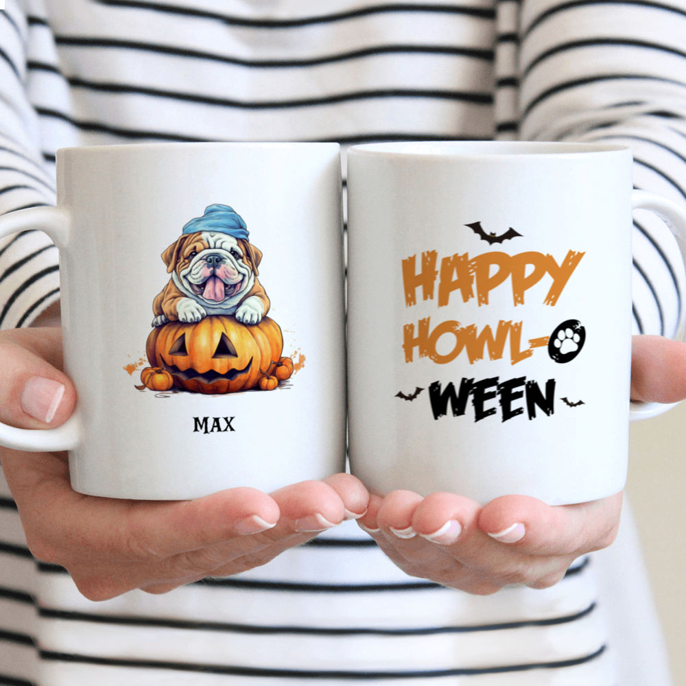 Halloween Dog Mug - Cute Funny Bulldog Puppy in Jack-o-lantern Halloween - Mug