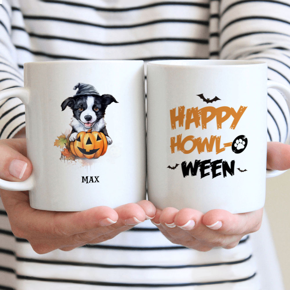 Halloween Dog Mug - Cute Funny Border Collie Puppy in Jack-o-lantern Halloween - Mug