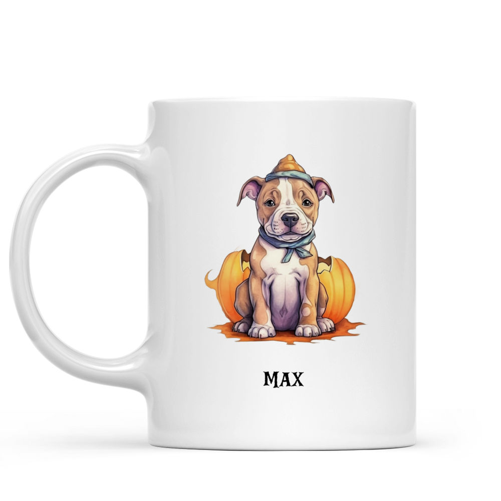 Halloween Dog Mug - Cute Funny Pitbull Puppy in Jack-o-Lantern Halloween - Mug_1