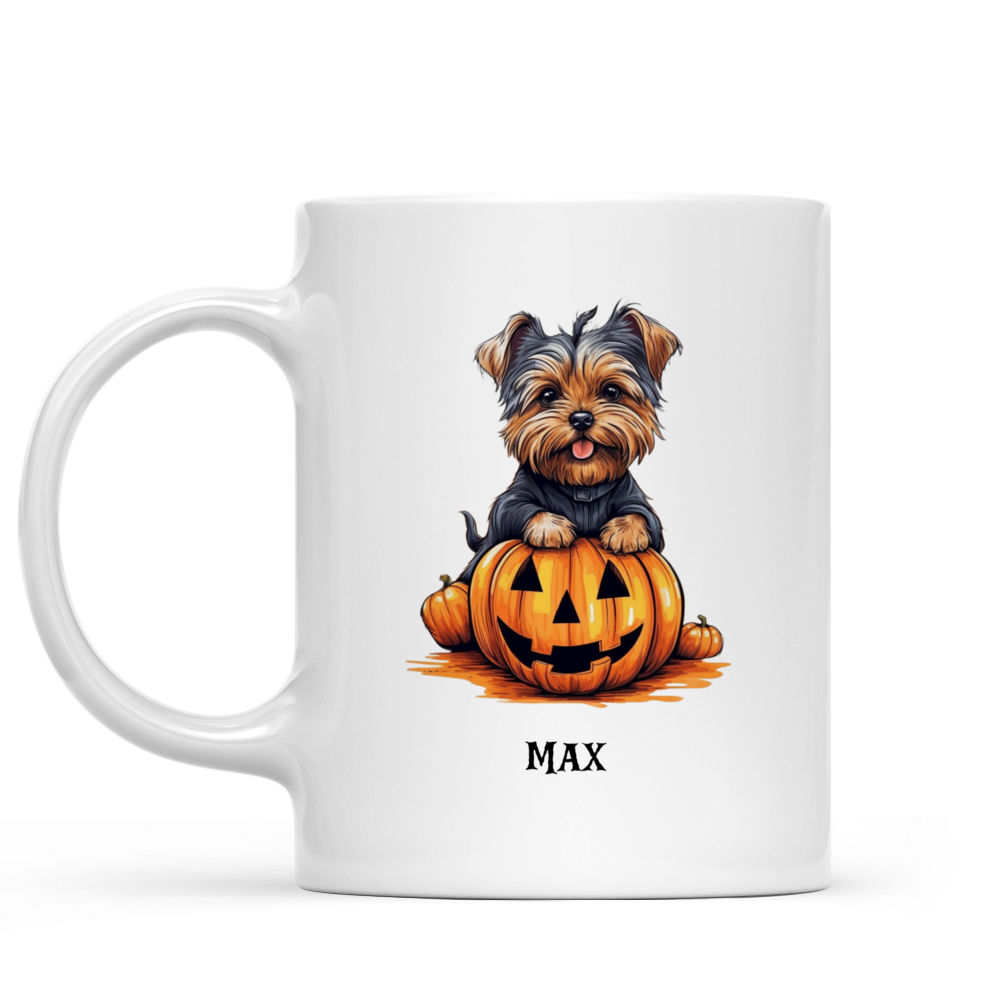 Halloween Dog Mug - Cute Funny Yorkshire Terrier Puppy Jack-o-lantern Halloween - Mug_1