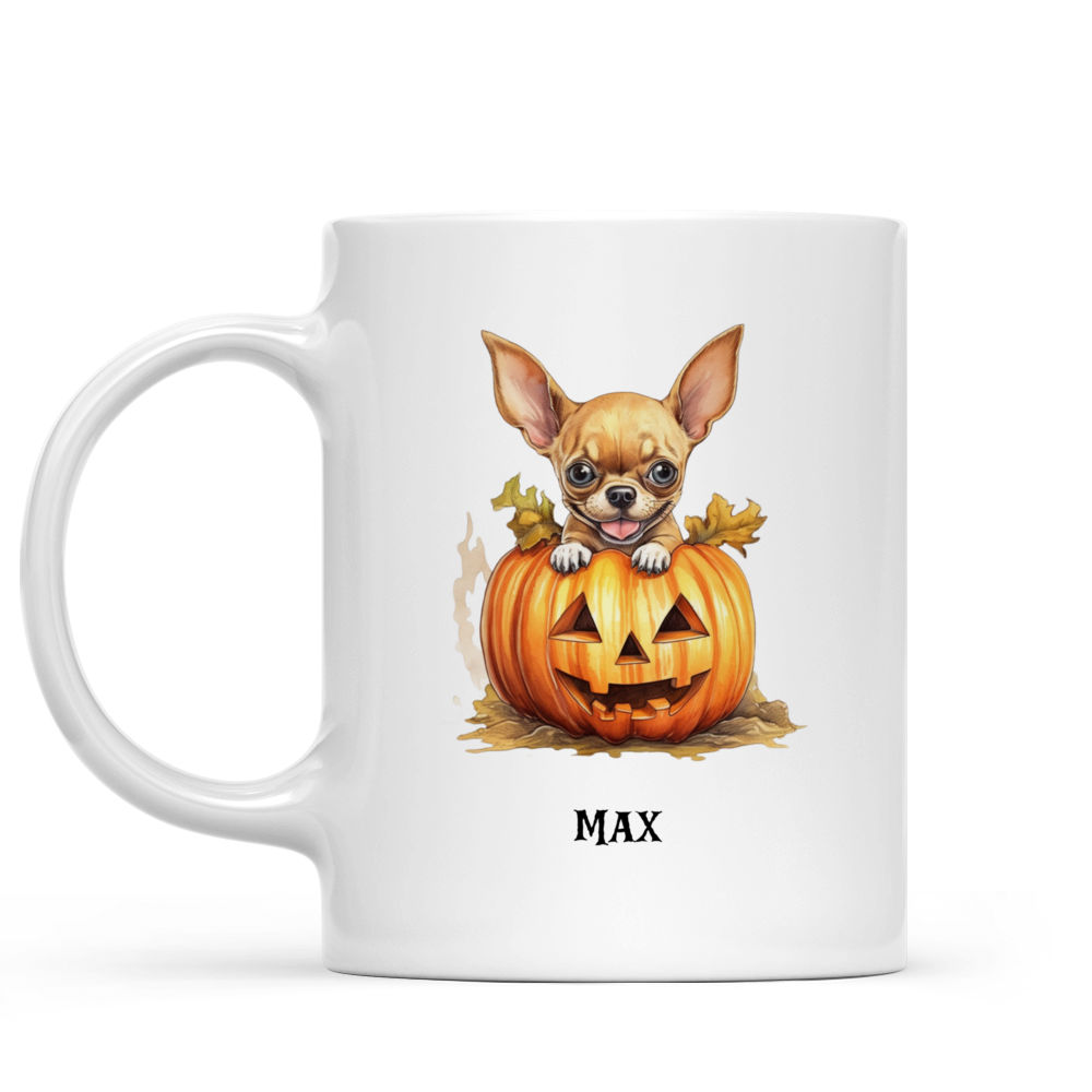 Halloween Dog Mug - Cute Funny Chihuahua Puppy in Jack-o-lantern Halloween - Mug_1