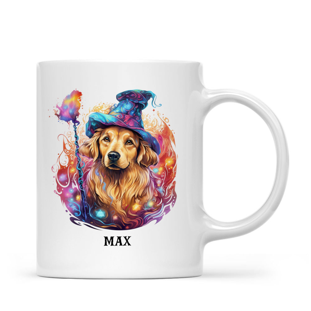 Halloween Dog Mug - Golden Retriever Dog Witch Magic Wand Psychedelic Style - Mug_2