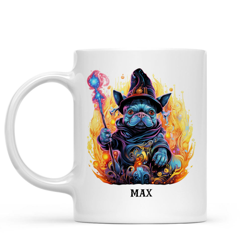 Halloween Dog Mug - French Bulldog Witch Magic Wand Psychedelic Style - Mug_1