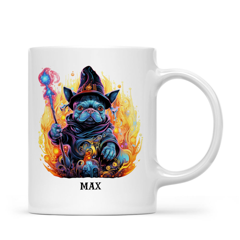 Halloween Dog Mug - French Bulldog Witch Magic Wand Psychedelic Style - Mug_2