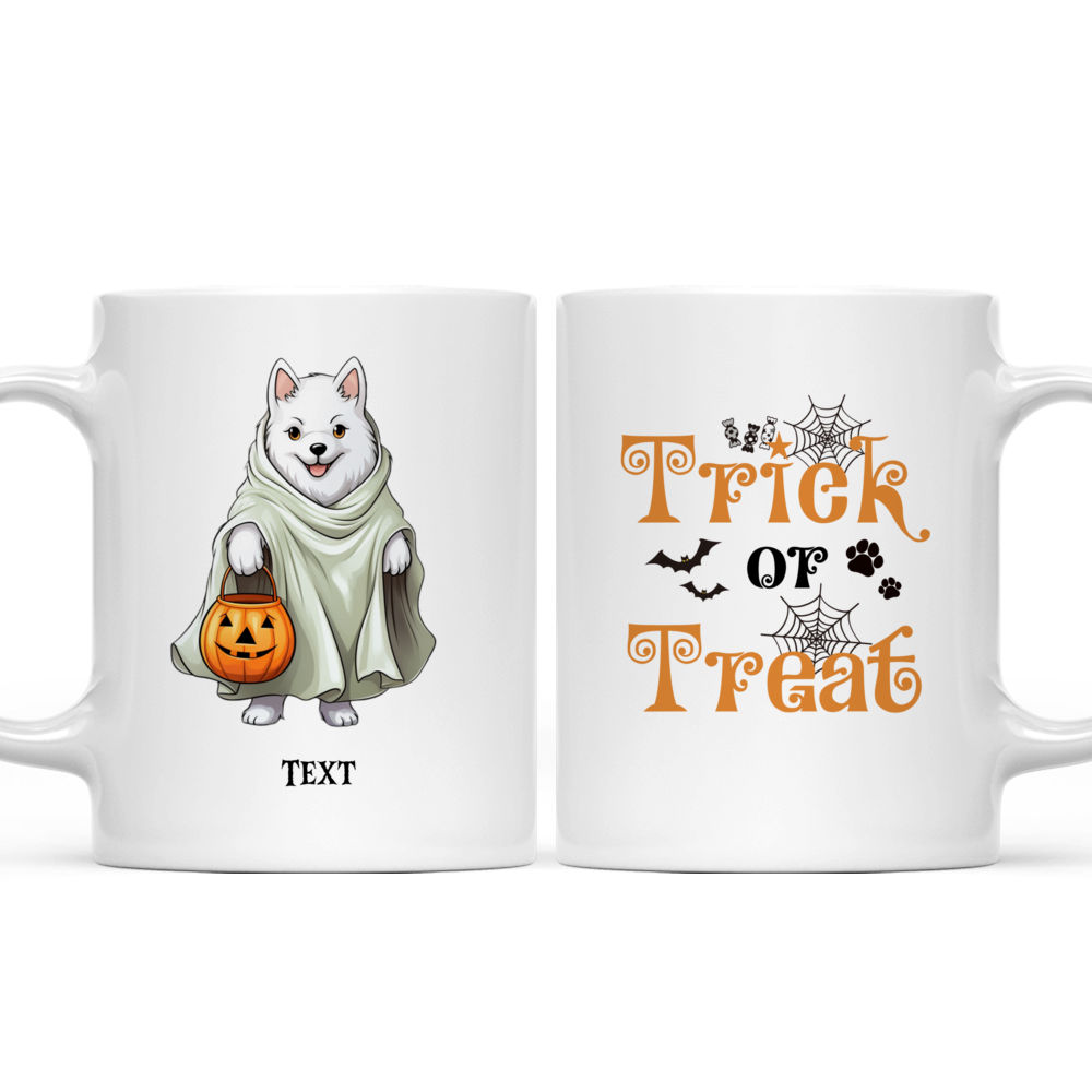 Halloween Dog Mug - Cute Siberian Husky Dog Halloween Ghost Costume Standing with Trick or Treat Pumpkin Basket - Mug_3