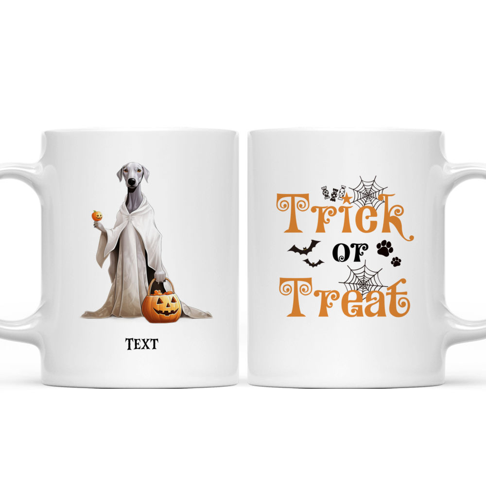 Halloween Dog Mug - Cute Doberman Pinscher Dog in Halloween Ghost Costume with Pumpkin Basket - Mug_3