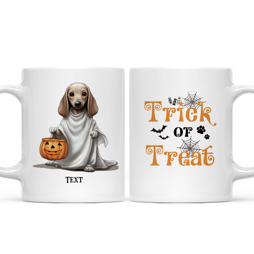 Halloween Dog Mug - Cute Dachshund Dog Halloween Ghost Costume Pumpkin Basket Cartoon - Mug_3