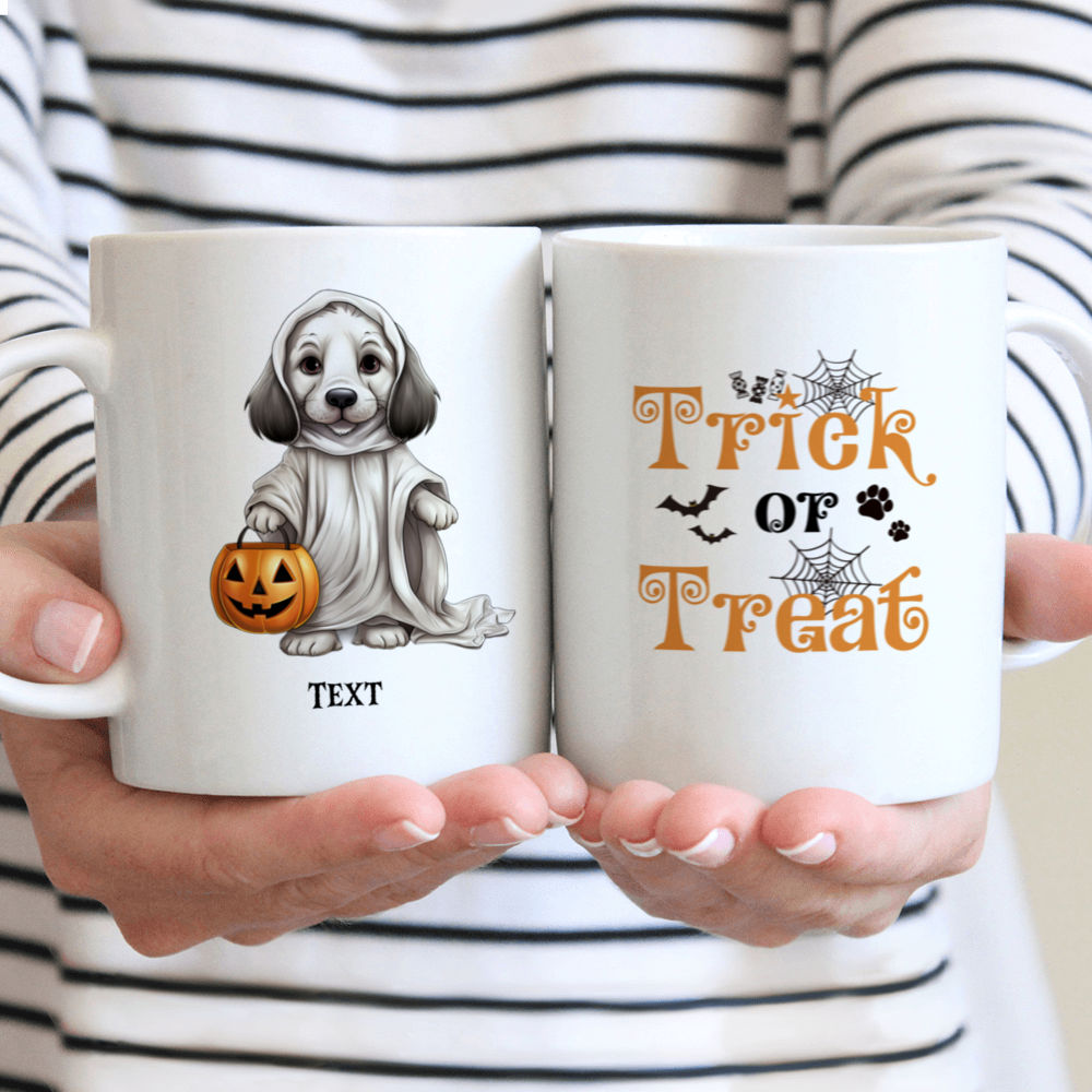 Halloween Dog Mug - Cute English Cocker Spaniel Ghost Costume Dog in Halloween Trick or Treat - Mug