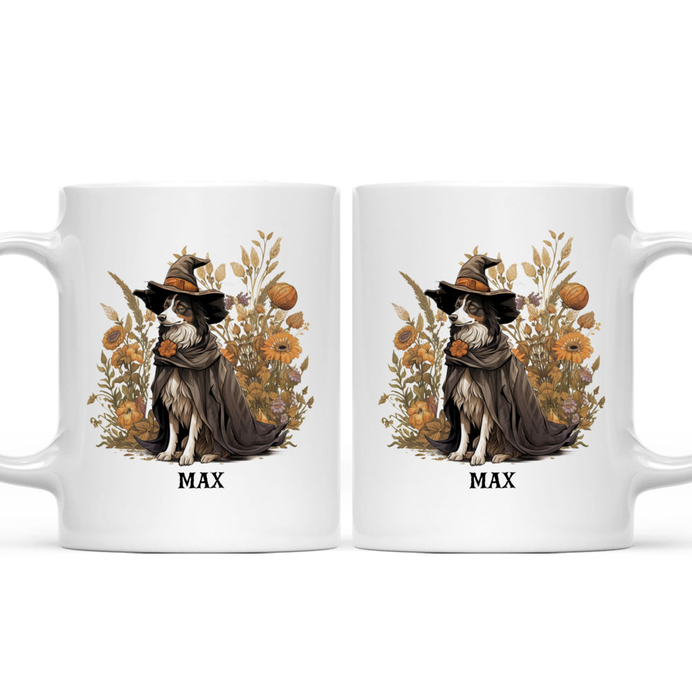 Halloween Dog Mug - Witch Border Collie with Wildflowers Folklore Style - Mug_3