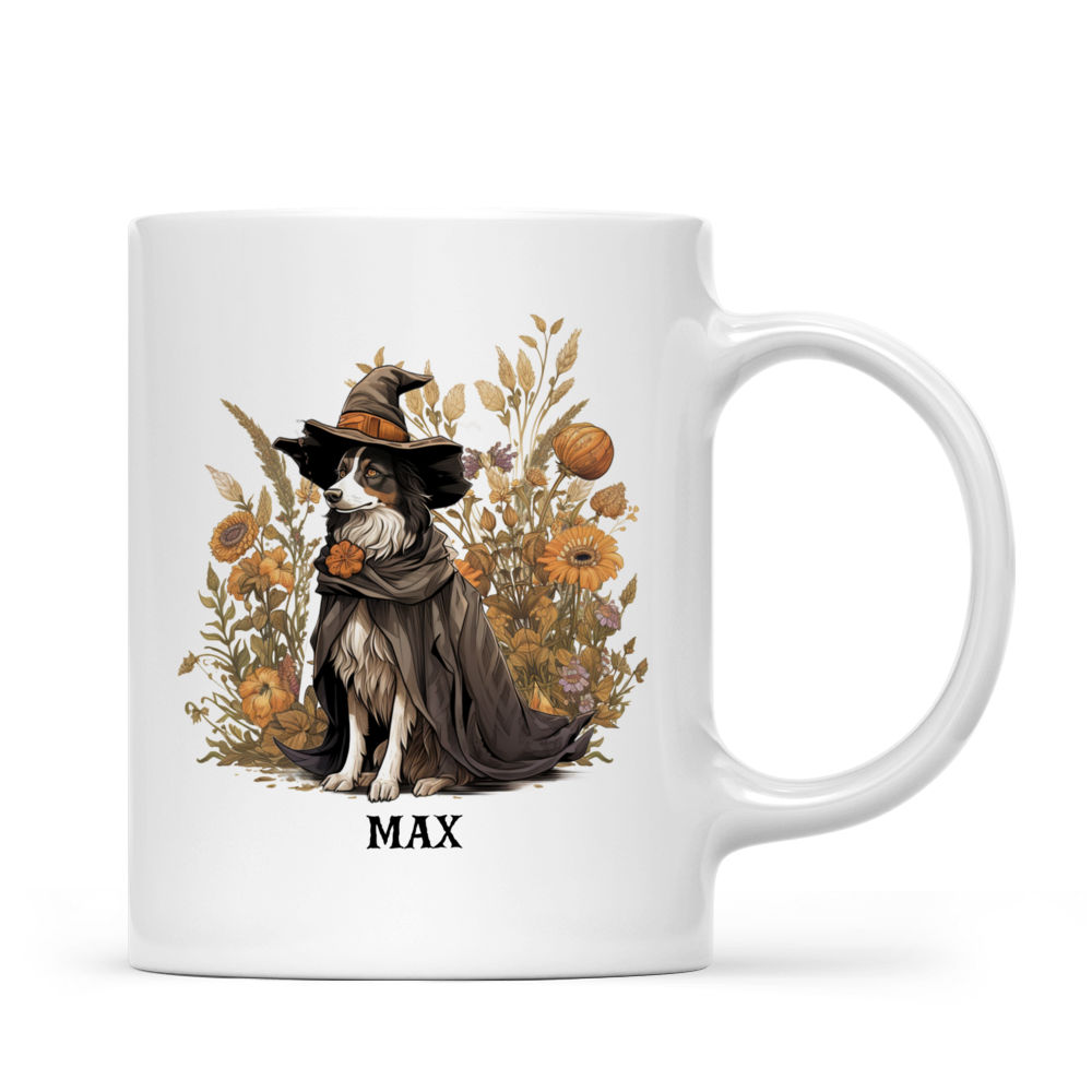 Halloween Dog Mug - Witch Border Collie with Wildflowers Folklore Style - Mug_2