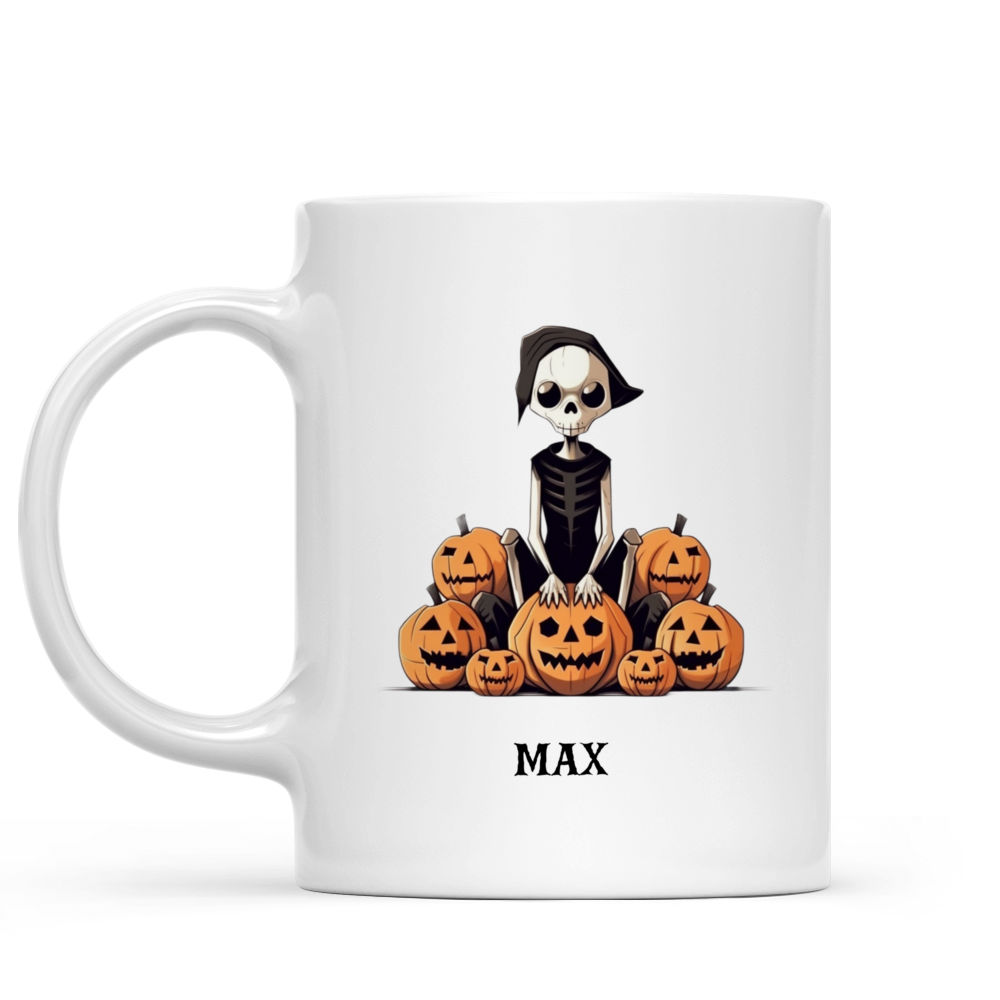 Halloween Dog Mug - Minimal Pitbull Jack Skellington Halloween Dog Mug - Mug_1