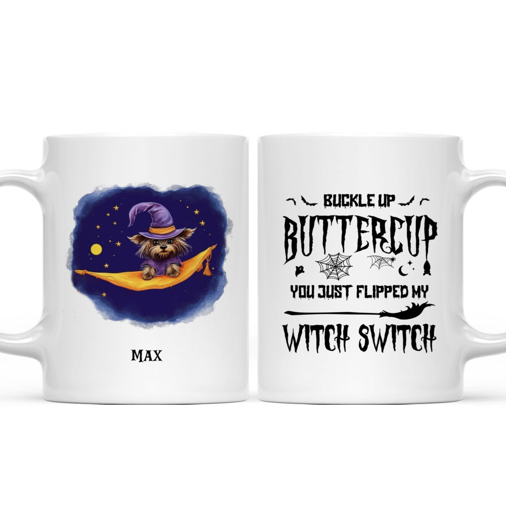 Halloween Dog Mug - Yorkshire Terrier Witch flying on magic carpet - Mug_3