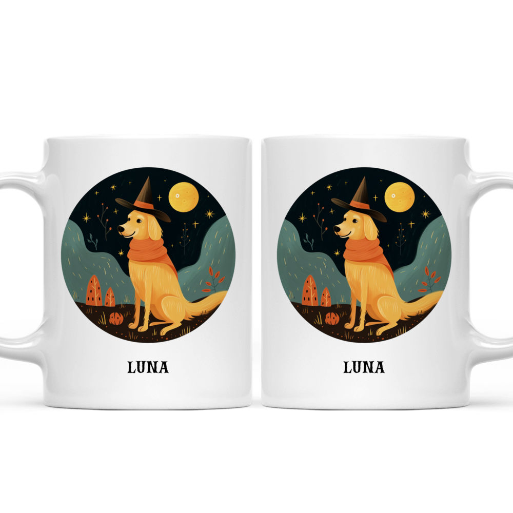 Halloween Dog Mug - Golden Retriever Dog in Witch Costume Illustration Halloween Mug - Mug_3