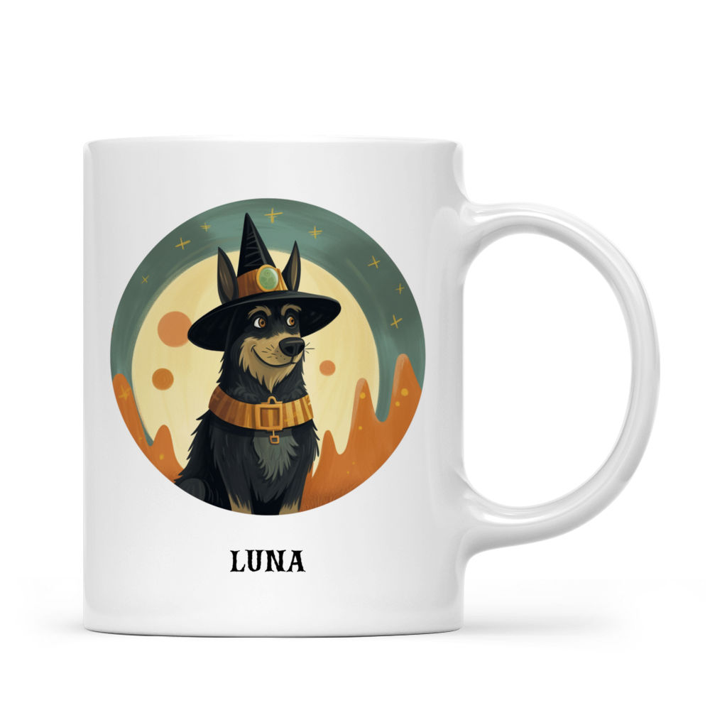 Halloween Dog Mug - German Shepherd Dog in Witch Costume Illustration Halloween Mug - Mug_2