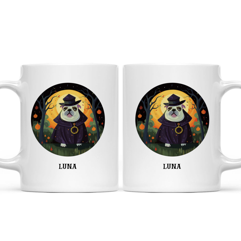 Bulldog in Witch Costume Illustration Halloween Mug