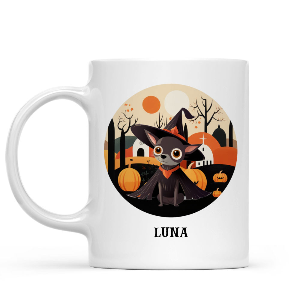 Halloween Dog Mug - Chihuahua Dog in Witch Costume Illustration Halloween Mug - Mug_1