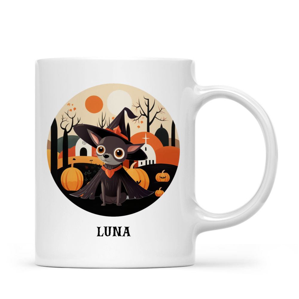 Halloween Dog Mug - Chihuahua Dog in Witch Costume Illustration Halloween Mug - Mug_2