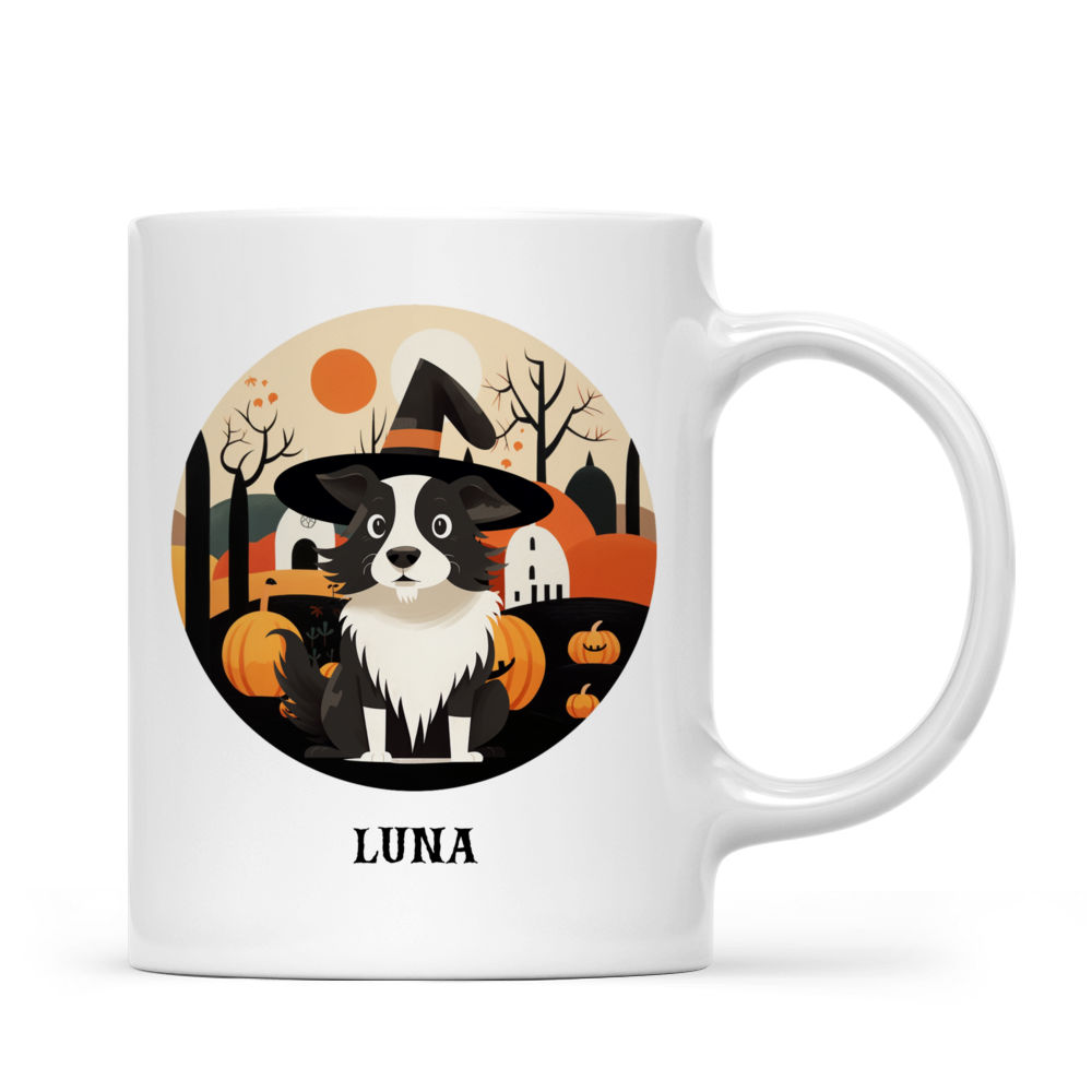 Halloween Dog Mug - Minimal Border Collie Witch Halloween Dog Mug - Mug_2