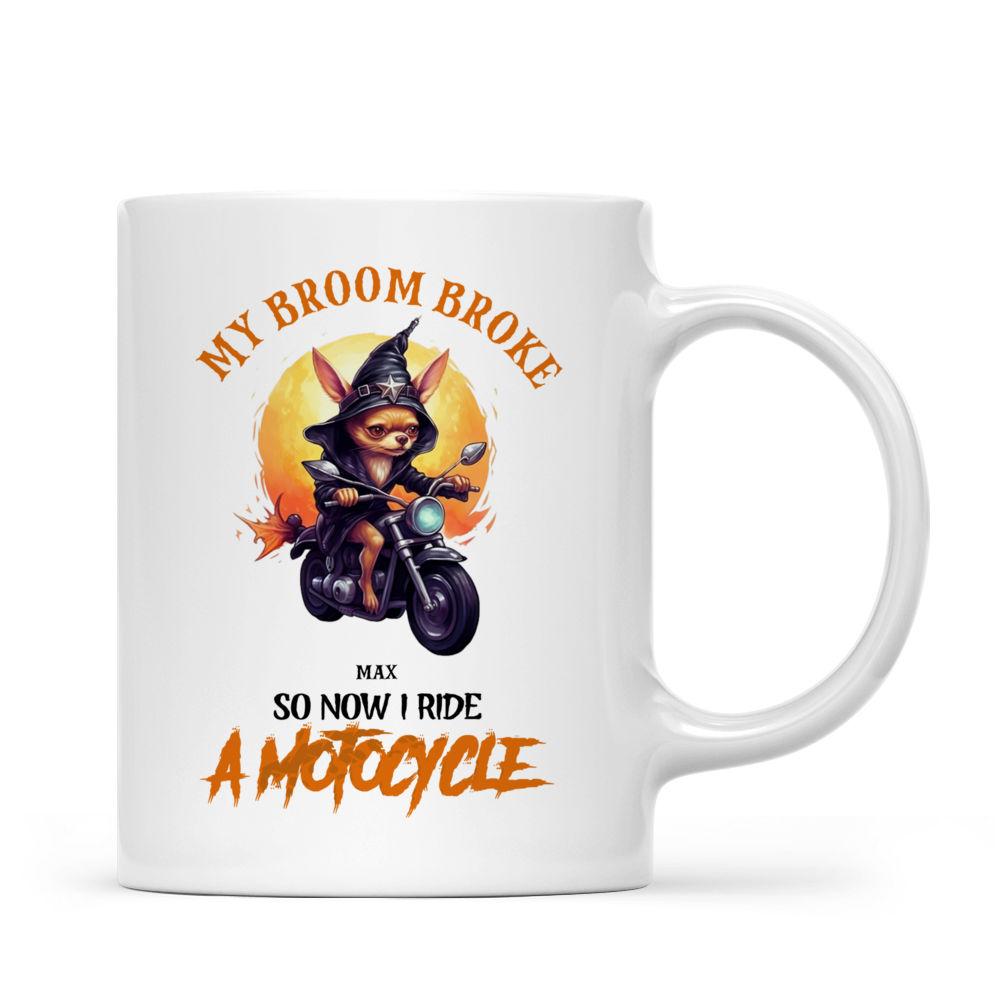 Halloween Dog Mug - Chihuahua Witch Riding Motorcycle - Mug_2