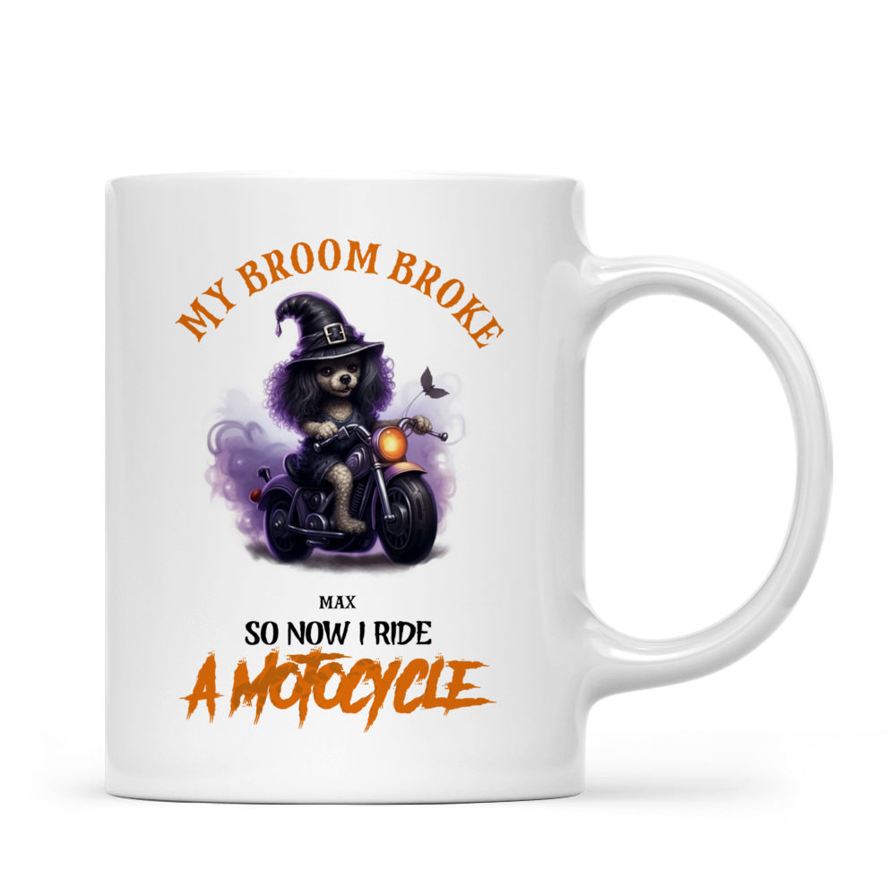 Halloween Dog Mug - Poodle Witch Riding Motorcycle - Mug_2