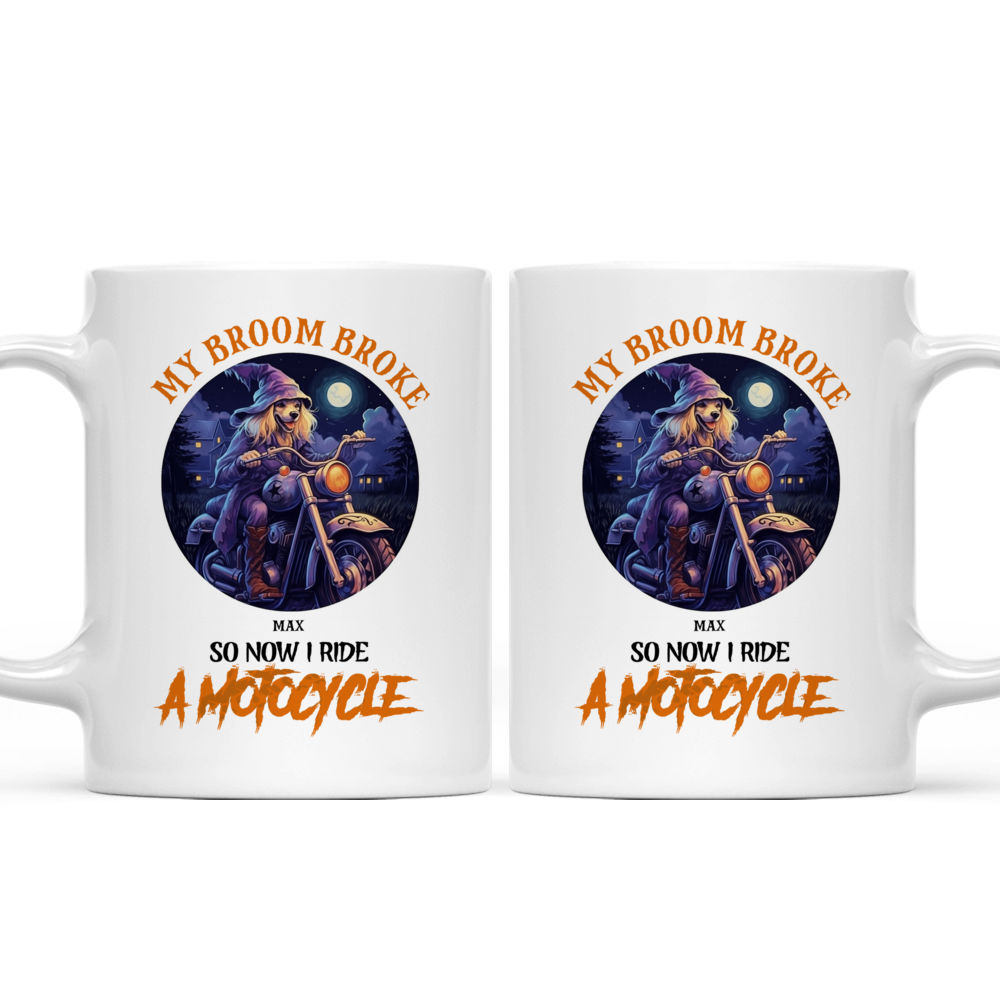 Halloween Dog Mug - Golden Retriever Witch Riding Motorcycle - Mug_3