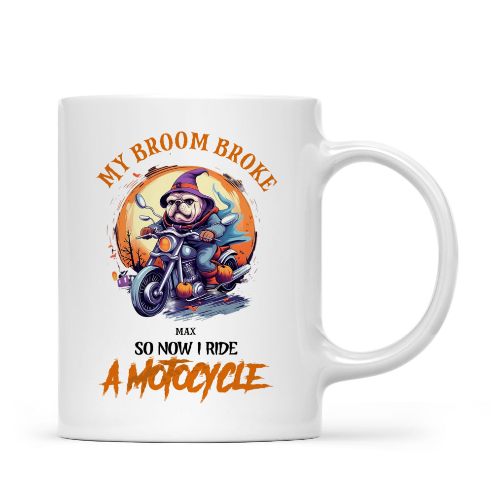 Halloween Dog Mug - Bulldog Witch Riding Motorcycle - Mug_2