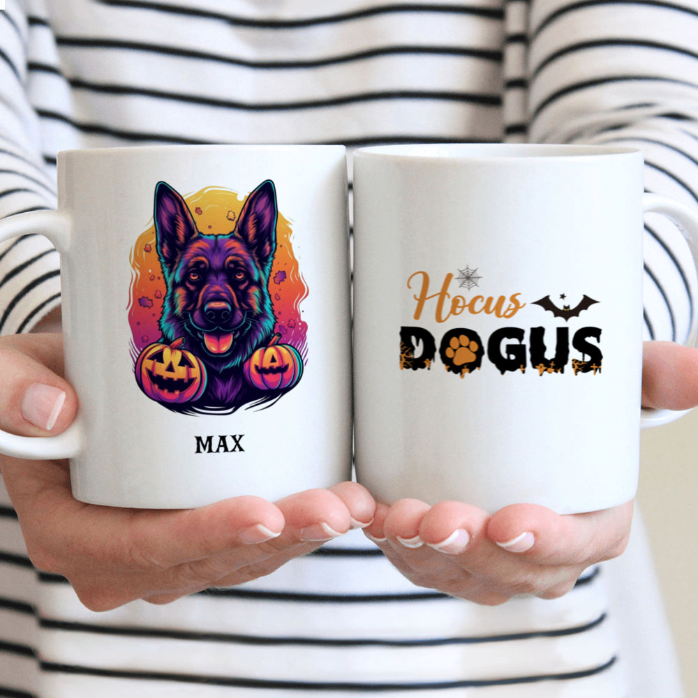 Halloween Dog Mug - Halloween Cute German Shepherd Dog Mug: Adorable Spooky Artwork! - Mug