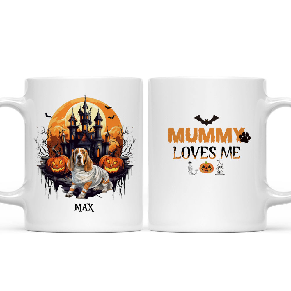 Halloween Dog Mug - Running Bassett Hound Mummy Dog Halloween - Mug_3