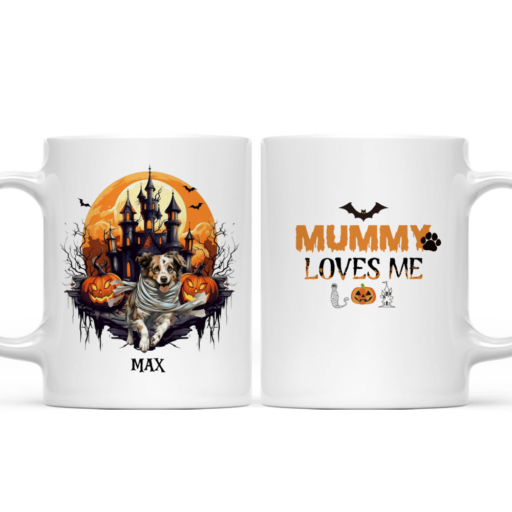 Halloween Dog Mug - Running Miniature American Shepherd Mummy - Mug_3