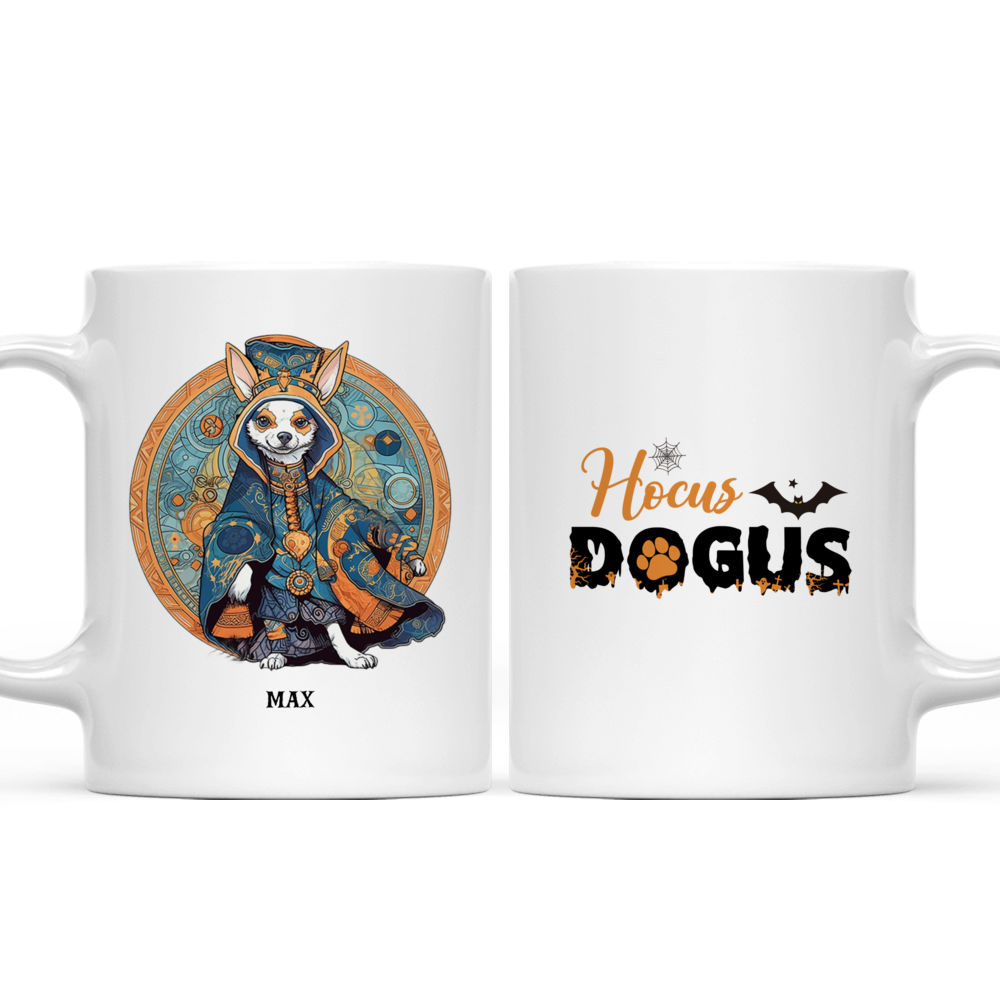 Personalized Mug - Halloween Dog Mug - Chihuahua Sorcerer Comic Book Art_3