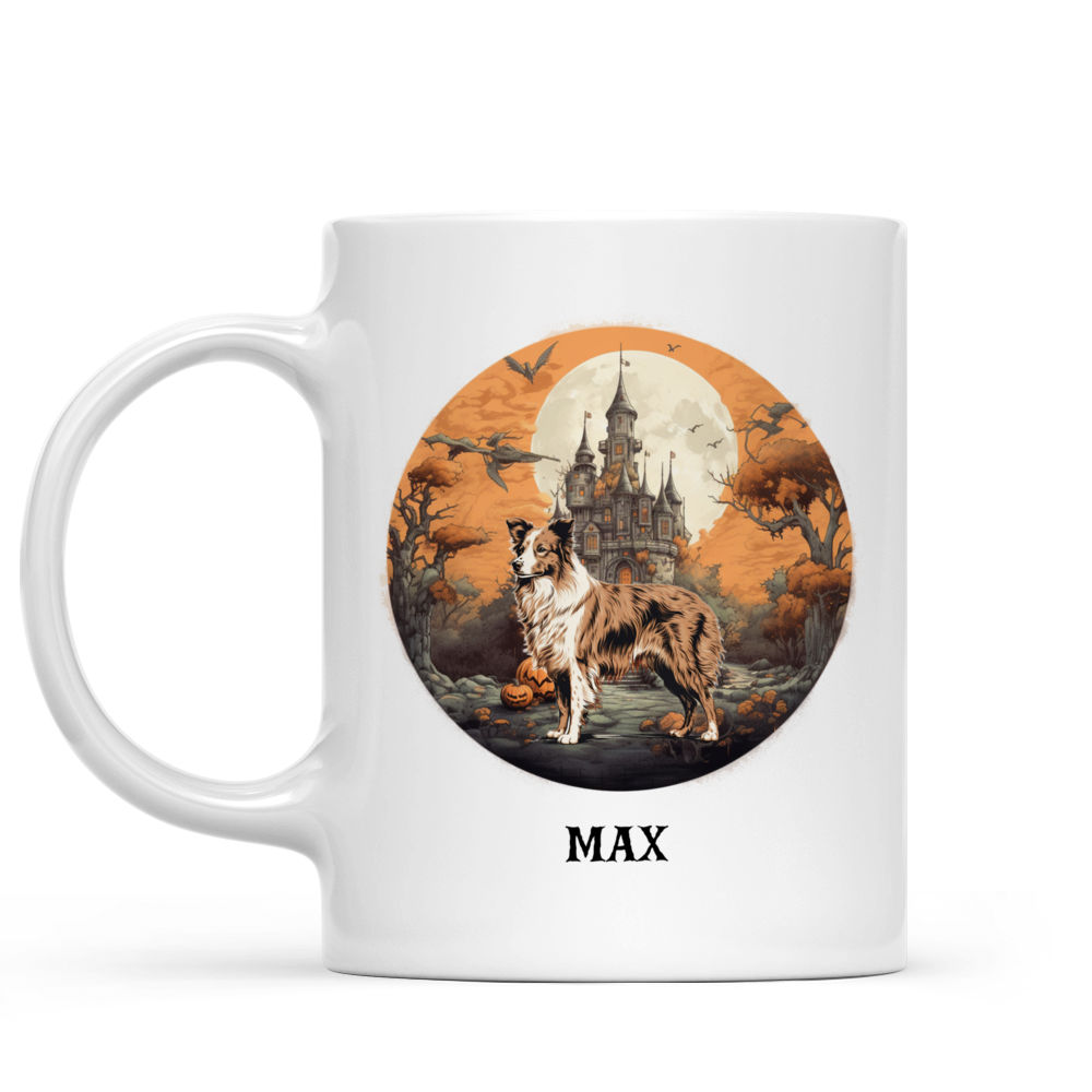 Halloween Dog Mug - Folklore Style Border Collie Dog Silkscreen Art Halloween Mug - Mug_1