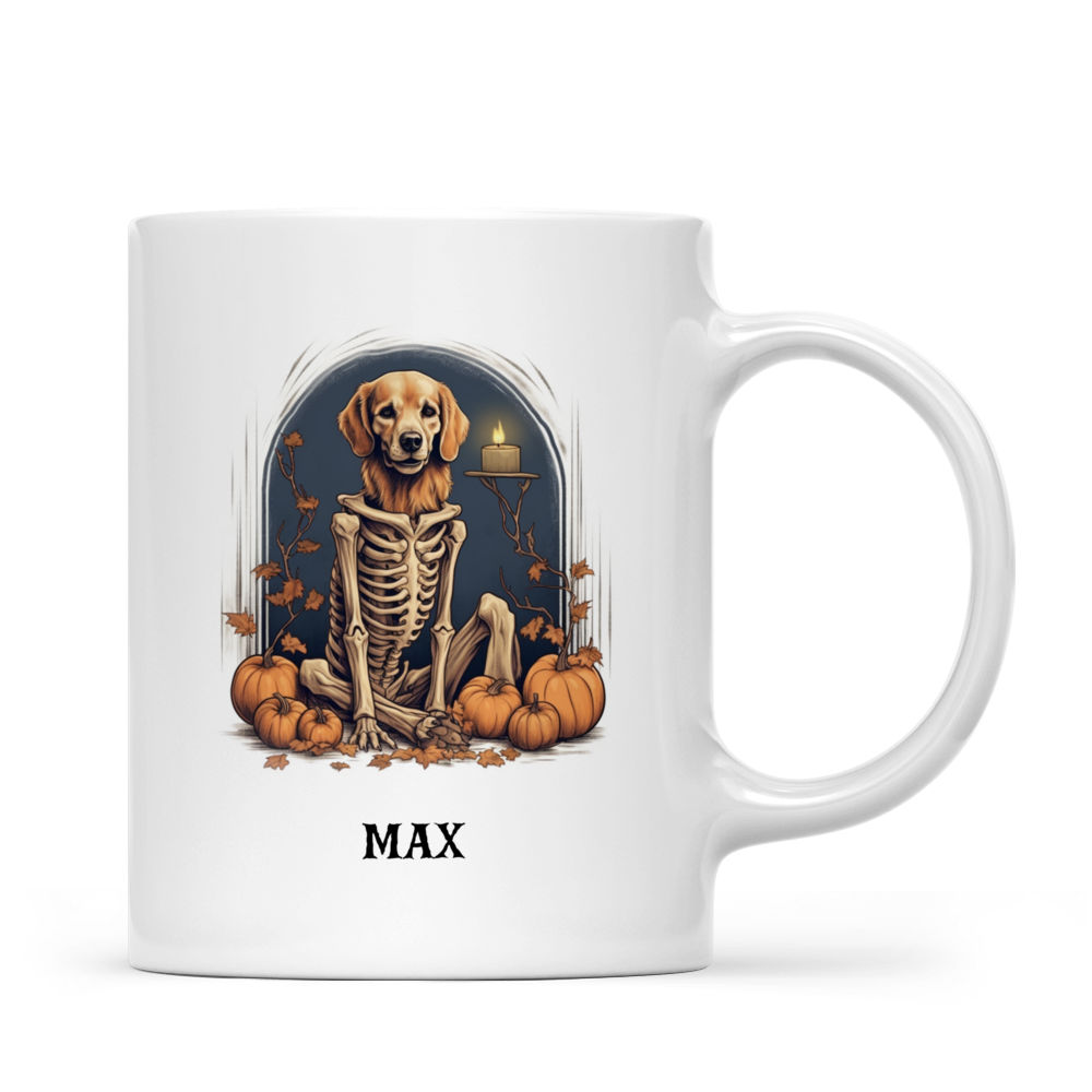 Halloween Dog Mug - Whimsical Skeleton Golden Retriever Dog Trick or Treat Halloween Dog Mug - Mug_2