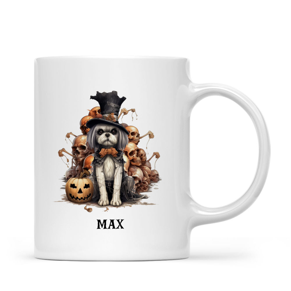 Halloween Dog Mug - Whimsical Skeleton Shih Tzu Dog Trick or Treat Halloween Dog Mug - Mug_2