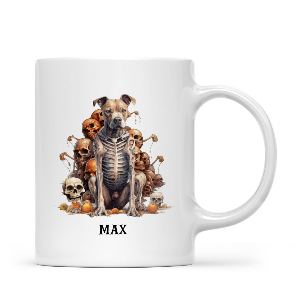 Halloween Dog Mug - Whimsical Skeleton Pitbull Dog Trick or Treat Halloween Mug - Mug_2