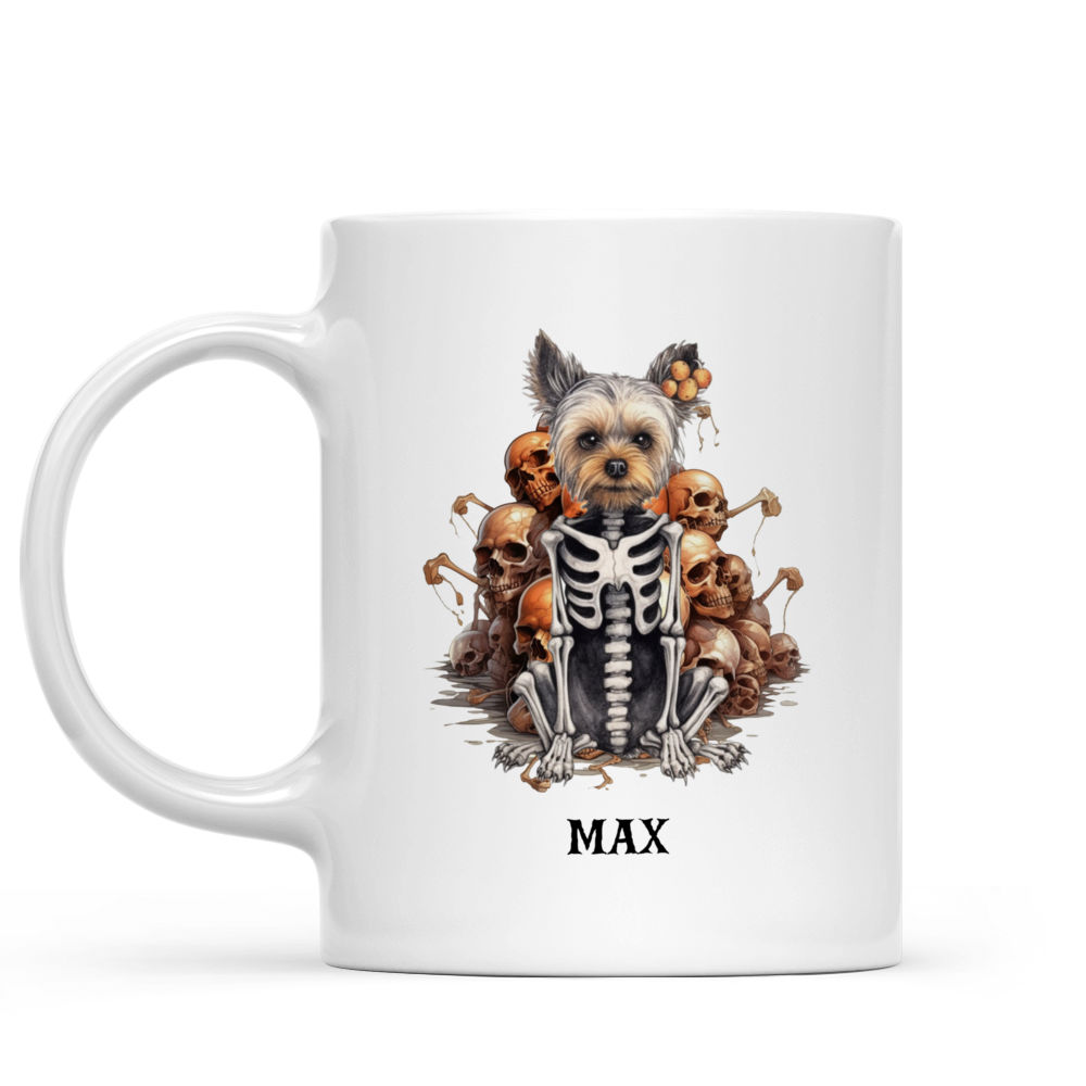 Halloween Dog Mug - Whimsical Skeleton Yorkshire Terrier Dog Halloween Dog Mug - Mug_1