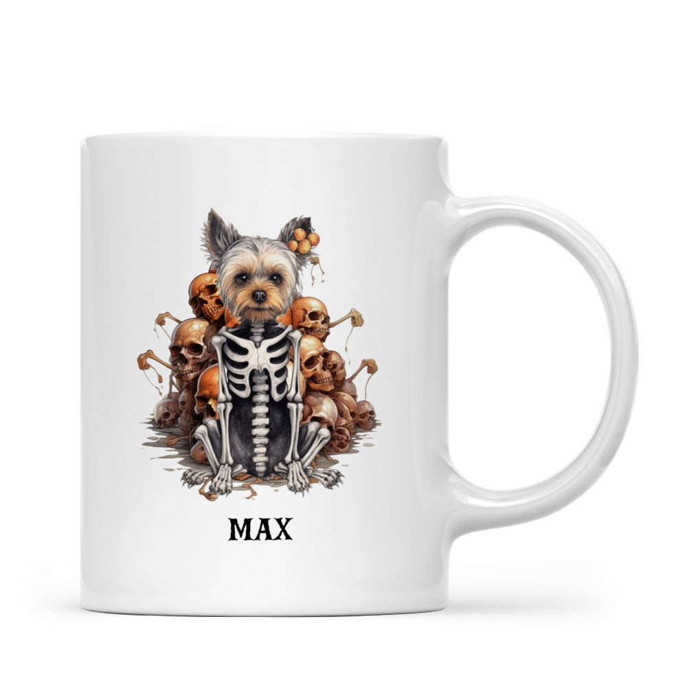 Halloween Dog Mug - Whimsical Skeleton Yorkshire Terrier Dog Halloween Dog Mug - Mug_2