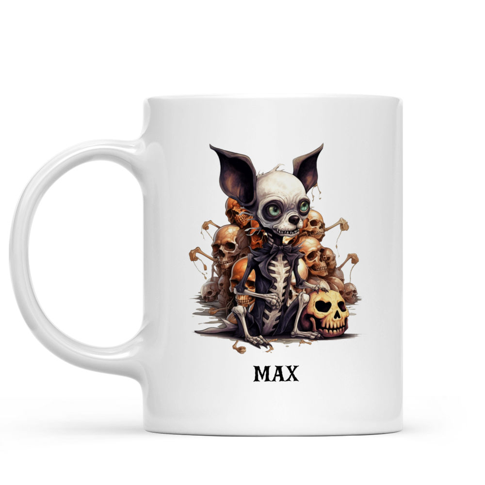 Halloween Dog Mug - Whimsical Skeleton Chihuahua Dog Trick or Treat - Mug_1