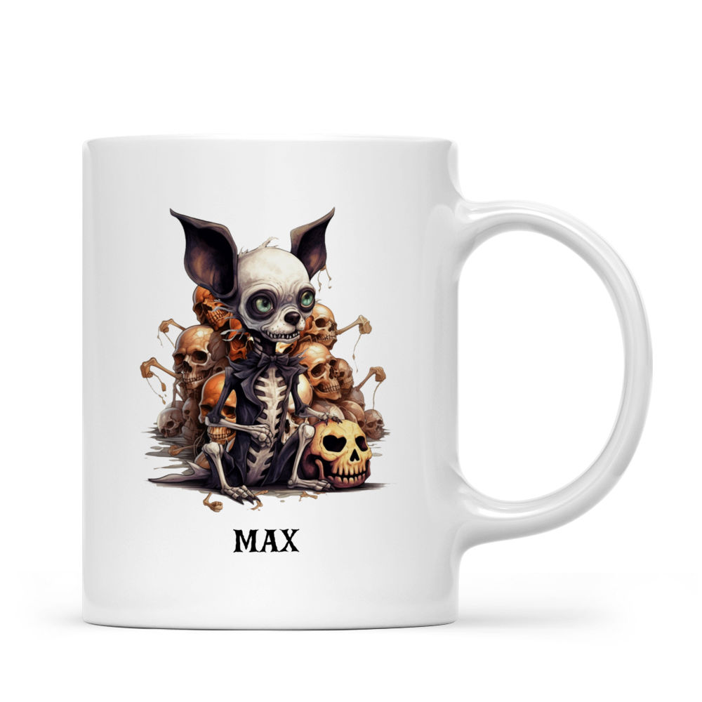 Halloween Dog Mug - Whimsical Skeleton Chihuahua Dog Trick or Treat - Mug_2