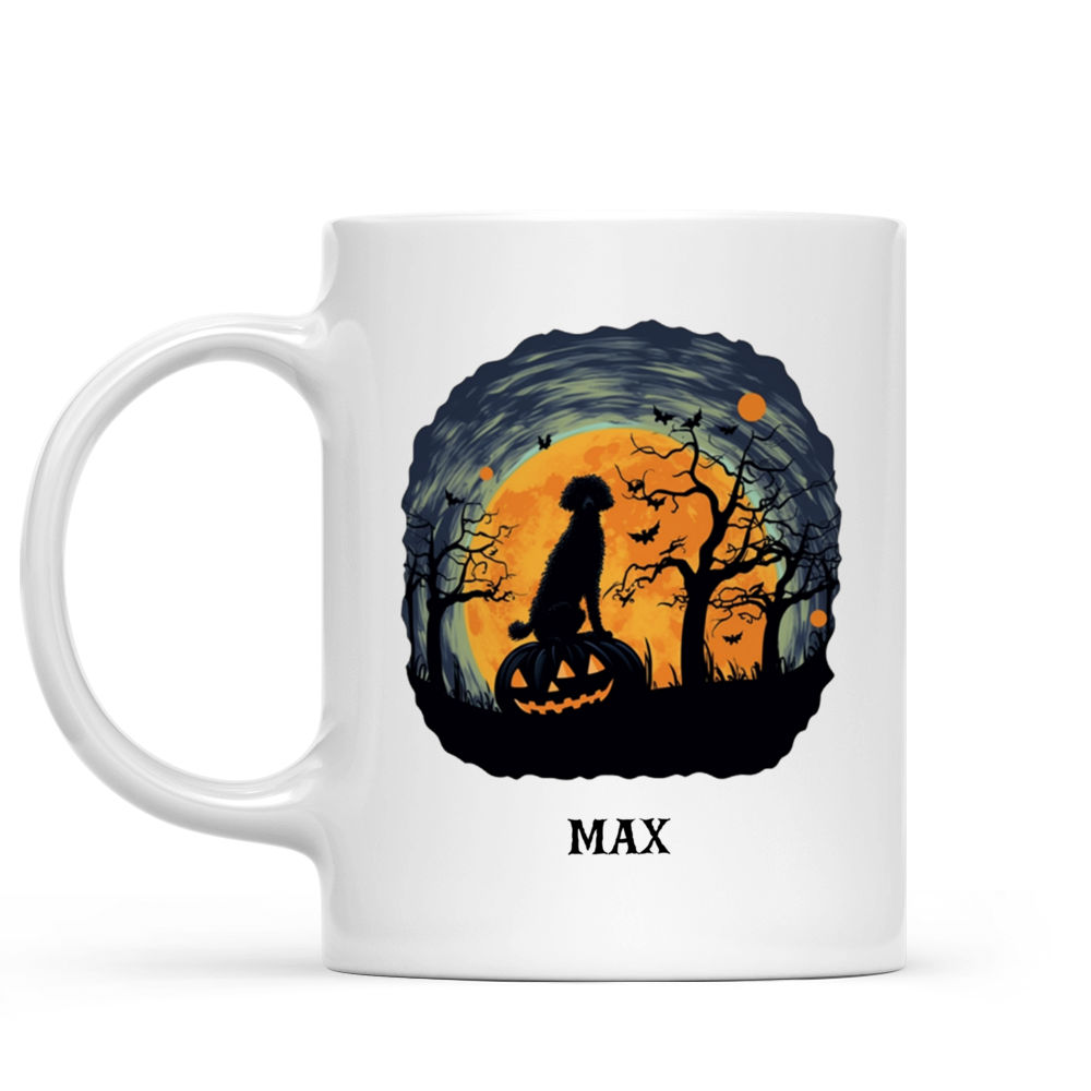 Halloween Dog Mug - Silhouette Poodle Dog on Tree Branch Halloween Mug - Mug_1