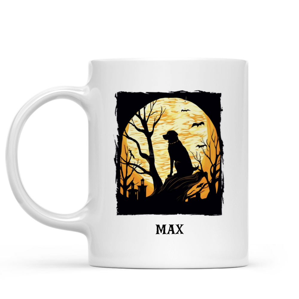 Halloween Dog Mug - Silhouette Labrador Retriever Dog on Tree Branch Halloween Mug - Mug_1