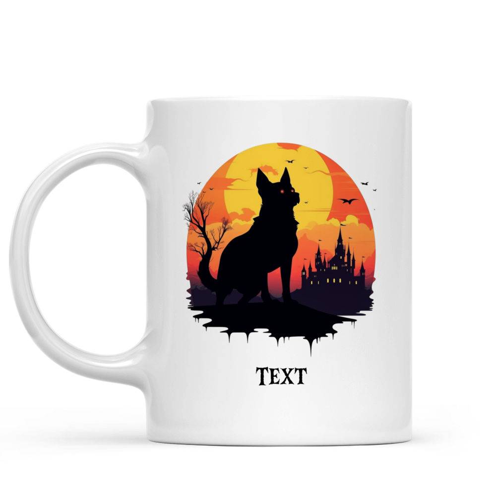 Halloween Dog Mug - Nighttime Halloween Pitbull Dog Silhouette Mug - Mug_1