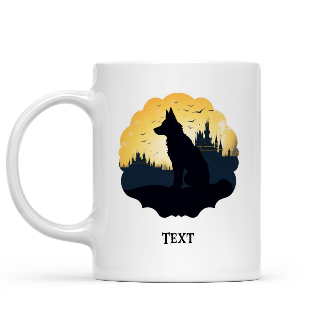 Halloween Dog Mug - Silhouette German Shepherd Dog Halloween Night Castle Bat Mug - Mug_1