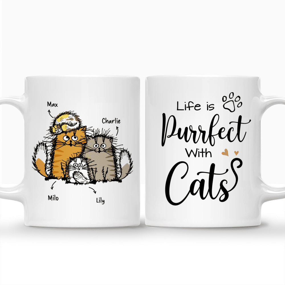 Personalized Mug - Cat Family - Life is purrfect with Cats_3